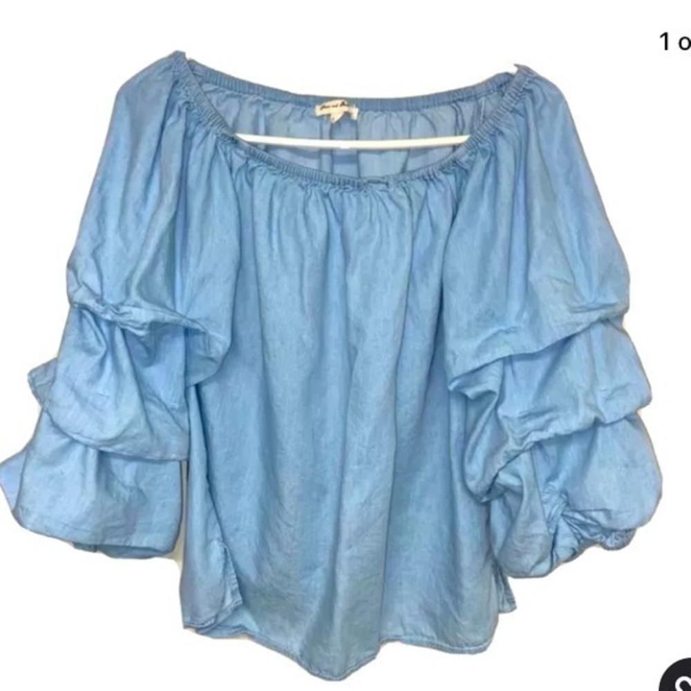 Anthropologie Jane And Delancey Off The Shoulder Top XS  Ruffled Sleeves